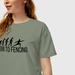 Футболка оверсайз женская Born to Fencing, цвет: авокадо — фото 2