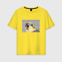 Футболка оверсайз женская Орущий попугай, цвет: желтый