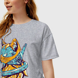Футболка оверсайз женская Техно Кот, цвет: меланж — фото 2