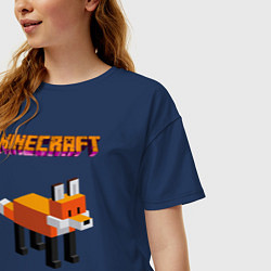 Футболка оверсайз женская Minecraft - лиса, цвет: тёмно-синий — фото 2