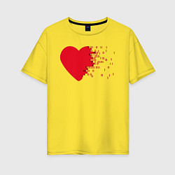 Футболка оверсайз женская Сердце, цвет: желтый