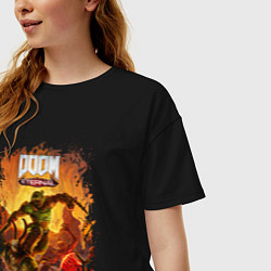 Футболка оверсайз женская DOOM, цвет: черный — фото 2