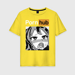 Женская футболка оверсайз Pornhub Ахегао