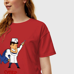 Футболка оверсайз женская СТОМАТОЛОГ, цвет: красный — фото 2