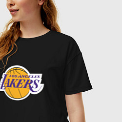 Футболка оверсайз женская LA LAKERSспина, цвет: черный — фото 2