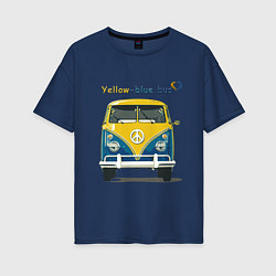Женская футболка оверсайз Я люблю вас Yellow-blue bus
