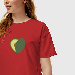 Футболка оверсайз женская Avocado Heart, цвет: красный — фото 2