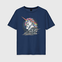 Женская футболка оверсайз Единорог Rock