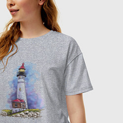 Футболка оверсайз женская Crisp Point Lighthouse, цвет: меланж — фото 2