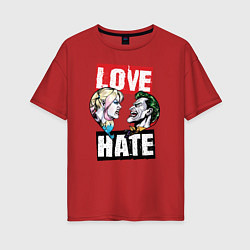 Футболка оверсайз женская Love Hate, цвет: красный