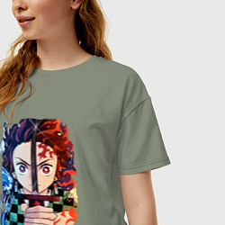 Футболка оверсайз женская KIMETSU NO YAIBA, цвет: авокадо — фото 2