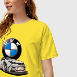 Футболка оверсайз женская BMW оскал, цвет: желтый — фото 2
