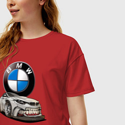Футболка оверсайз женская BMW оскал, цвет: красный — фото 2