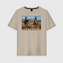 Футболка оверсайз женская Westworld Landscape, цвет: миндальный