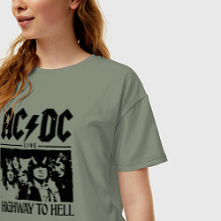 Футболка оверсайз женская ACDC highway to hell, цвет: авокадо — фото 2