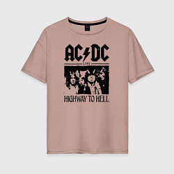 Футболка оверсайз женская ACDC highway to hell, цвет: пыльно-розовый