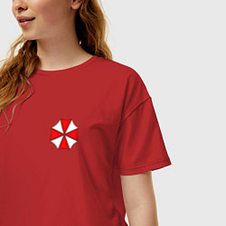 Футболка оверсайз женская UMBRELLA CORP НА СПИНЕ, цвет: красный — фото 2