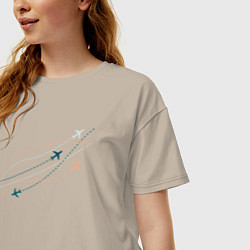 Футболка оверсайз женская Flight track, цвет: миндальный — фото 2