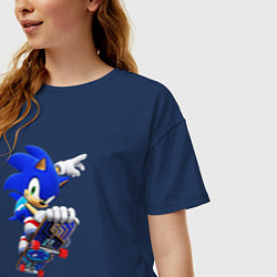 Футболка оверсайз женская SONIC, цвет: тёмно-синий — фото 2