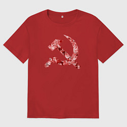 Женская футболка оверсайз Ахегао СССР