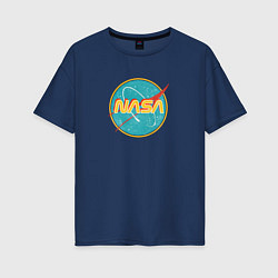 Футболка оверсайз женская NASA винтажный логотип, цвет: тёмно-синий