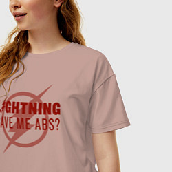 Футболка оверсайз женская Lightning Gave Me Abs?, цвет: пыльно-розовый — фото 2