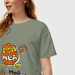 Футболка оверсайз женская Мед: мой мишка, цвет: авокадо — фото 2