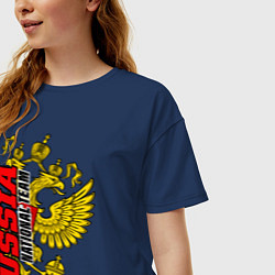Футболка оверсайз женская RUSSIA national team, цвет: тёмно-синий — фото 2