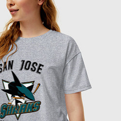 Футболка оверсайз женская SAN JOSE SHARKS, цвет: меланж — фото 2
