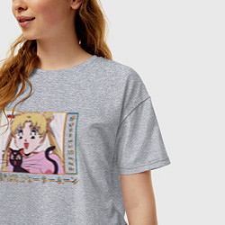 Футболка оверсайз женская Sailor Moon Usagi Tsukino Luna, цвет: меланж — фото 2