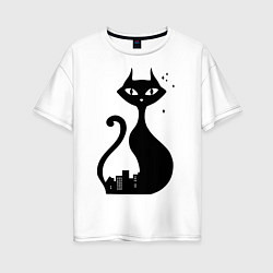 Женская футболка оверсайз Влюбленные коты (Кошка)