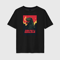 Футболка оверсайз женская Godzilla, цвет: черный