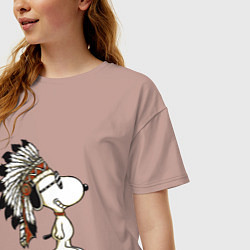 Футболка оверсайз женская Snoopy, цвет: пыльно-розовый — фото 2