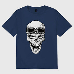 Футболка оверсайз женская Skull and glasses, цвет: тёмно-синий