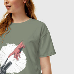 Футболка оверсайз женская Сотворение Адама - Мотоцикл, цвет: авокадо — фото 2