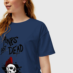 Футболка оверсайз женская Punks not dead, цвет: тёмно-синий — фото 2