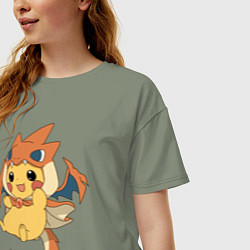 Футболка оверсайз женская Покемон ПИКАЧУ, цвет: авокадо — фото 2