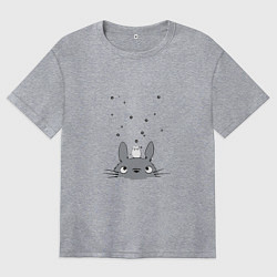 Женская футболка оверсайз Любопытный Тоторо и Сажа