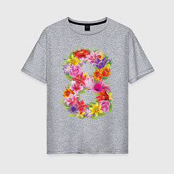 Женская футболка оверсайз 8 марта из цветов
