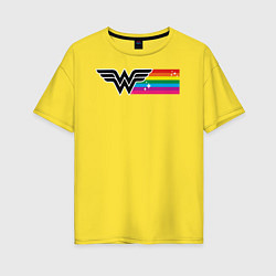 Футболка оверсайз женская Wonder Woman Rainbow Logo цвета желтый — фото 1