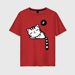 Женская футболка оверсайз Спящий кот