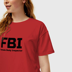 Футболка оверсайз женская ФБР,Инспектор женского тела, цвет: красный — фото 2