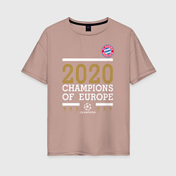 Футболка оверсайз женская FC Bayern Munchen Champions of Europe 2020, цвет: пыльно-розовый