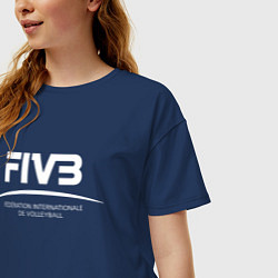 Футболка оверсайз женская FIVB ВОЛЕЙБОЛ, цвет: тёмно-синий — фото 2