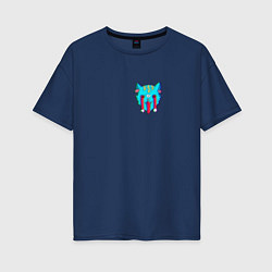 Футболка оверсайз женская Кислотный Кот, цвет: тёмно-синий