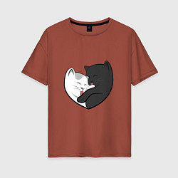 Женская футболка оверсайз Влюблённые котики