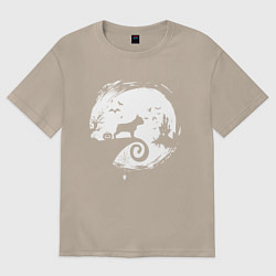 Футболка оверсайз женская Полнолуние Французский бульдог, цвет: миндальный