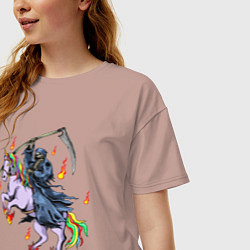 Футболка оверсайз женская Смерть на единороге, цвет: пыльно-розовый — фото 2