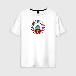 Футболка оверсайз женская Pastafarian Santa, цвет: белый