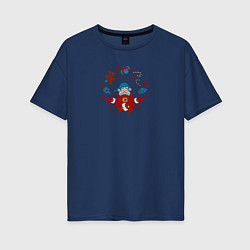 Футболка оверсайз женская Pastafarian Santa, цвет: тёмно-синий